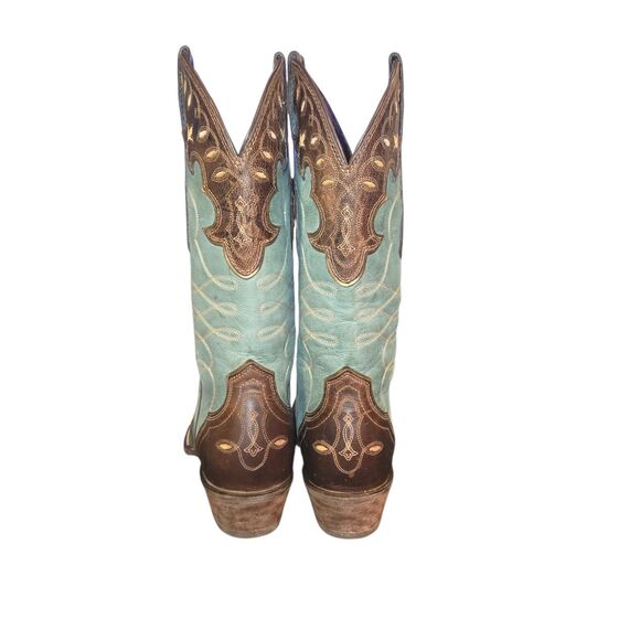Ariat Zealous 10015347 Teal & Brown Overlay Snip Toe Women's Western Boots Sz 9B - Picture 4 of 12